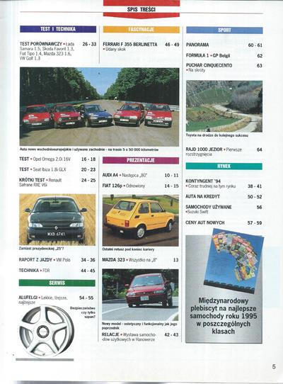 Auto International numer 10/1994 spis treści